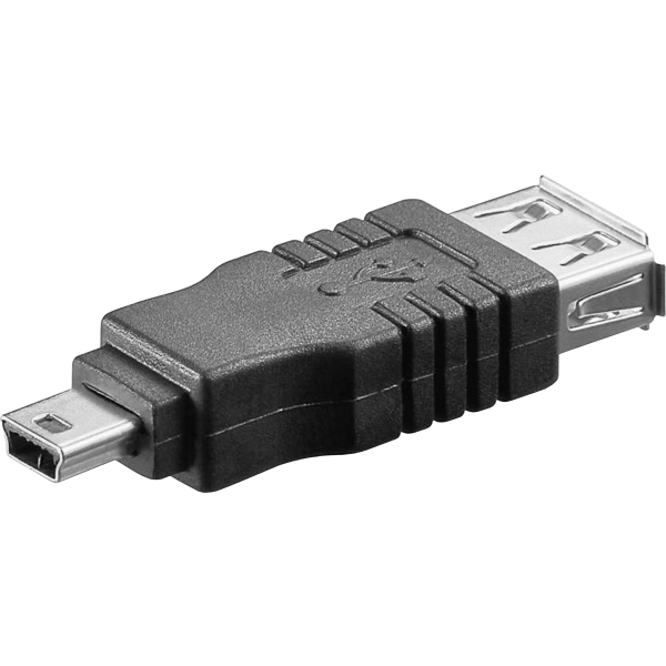 DeTech Adapter USB F to Mini 5P M, Black - 17133