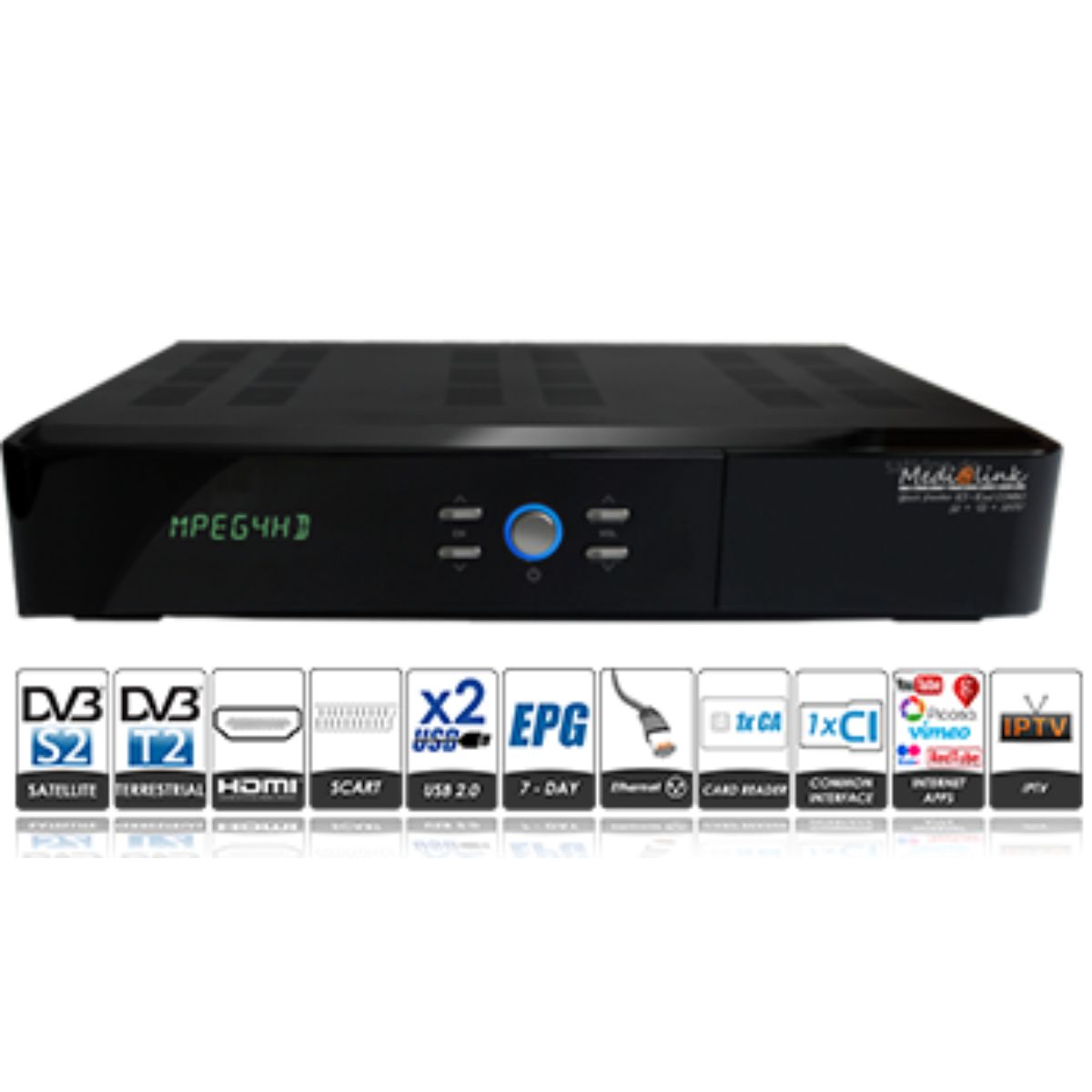 ► Medialink Black Panther 1xCX 1xCI Plus HD LAN USB DVB-C Kabelreceiver 