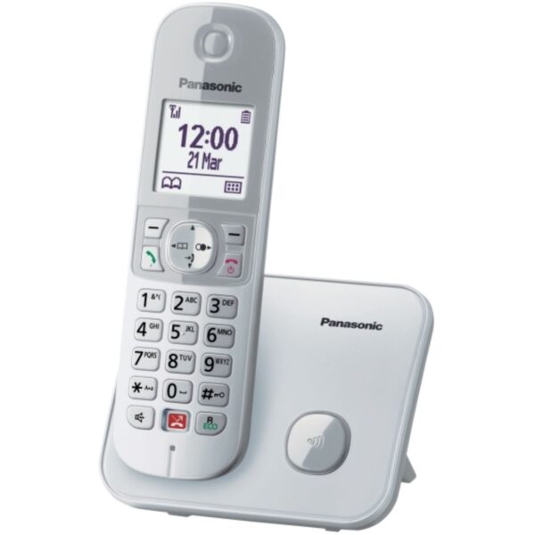 Panasonic KX-TG6851 Ασύρματο Τηλέφωνο με Aνοιχτή Aκρόαση Aσημί GR