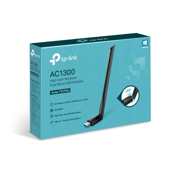 TP-LINK ARCHER T3U PLUS AC1300 HIGH GAIN WIRELESS DUAL BAND USB - Image 2