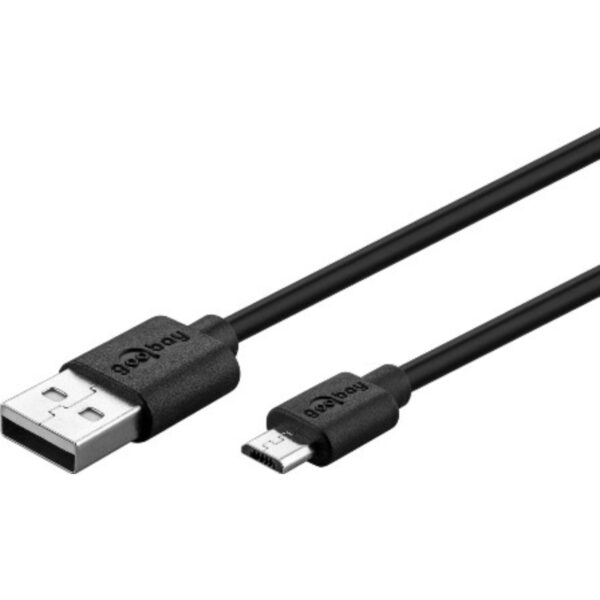 Goobay καλώδιο 1μ., USB 2.0 (Α) σε micro-USB (B) Φόρτισης & Συγχρονισμού, μαύρο