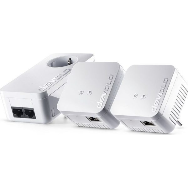 Devolo dLAN 550 WiFi Powerline Τριπλού Kit για Ασύρματη Σύνδεση Wi‑Fi 4 με Passthrough Πρίζα και 2 Θύρες Ethernet