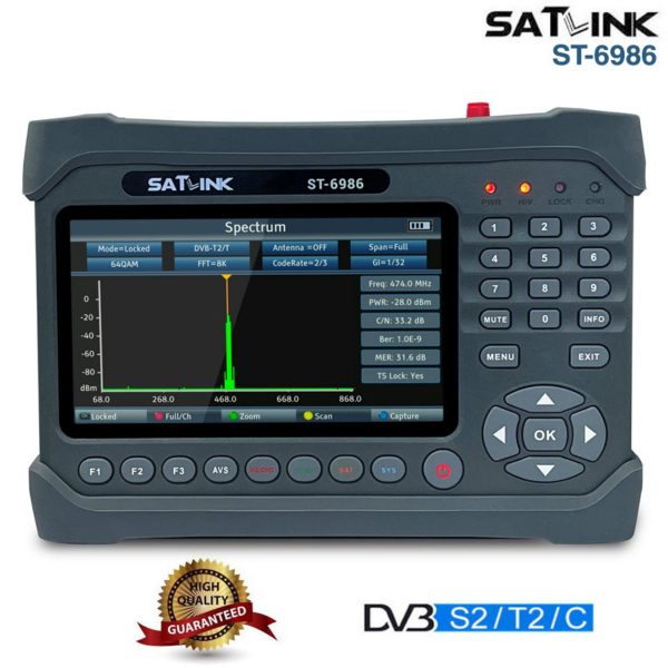 Satlink ST-6986 PRO DVB-S2/S, DVB-T/T2, DVB-C meter with Fiber Optic tester