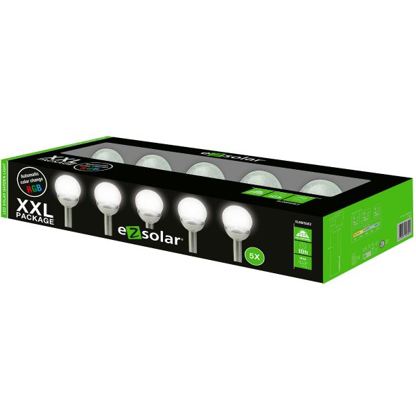 Ηλιακό φωτιστικό LED Cracked Ball, κήπου με λειτουργία RGB, συμπεριλαμβανομένης μπαταρίας 5x 1,2V AA Ni-MH, σετ 5τμχ - Image 3