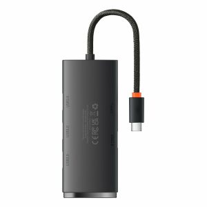Baseus Lite Series 25cm USB 3.0 Hub 5 Θυρών με σύνδεση USB-C Μαύρο