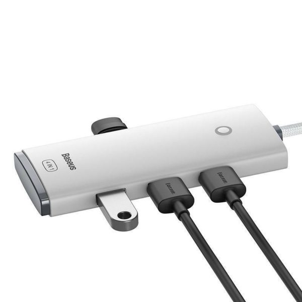 Baseus Lite Series 25cm USB 3.0 Hub 5 Θυρών με σύνδεση USB-A Λευκό (WKQX030002) - Image 3