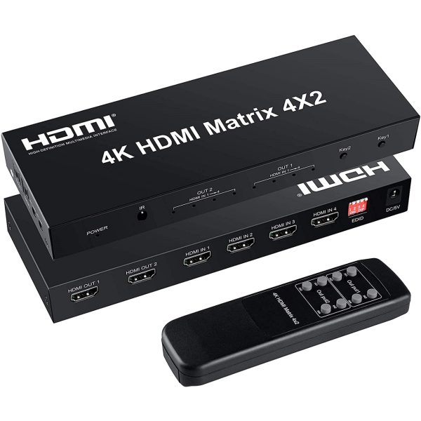 ANGA PS402HD HDMI Matrix 4K, 4 Εισόδων - 2 Εξόδων, FullHD (1080p), 3D, HDCP με Τροφοδοτικό και τηλεχειριστήριο - Image 2