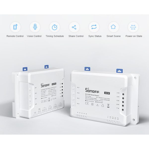 Sonoff 4CH PRO R3 Smart Ενδιάμεσος Διακόπτης με Wi-Fi και RF Λευκός - Image 3