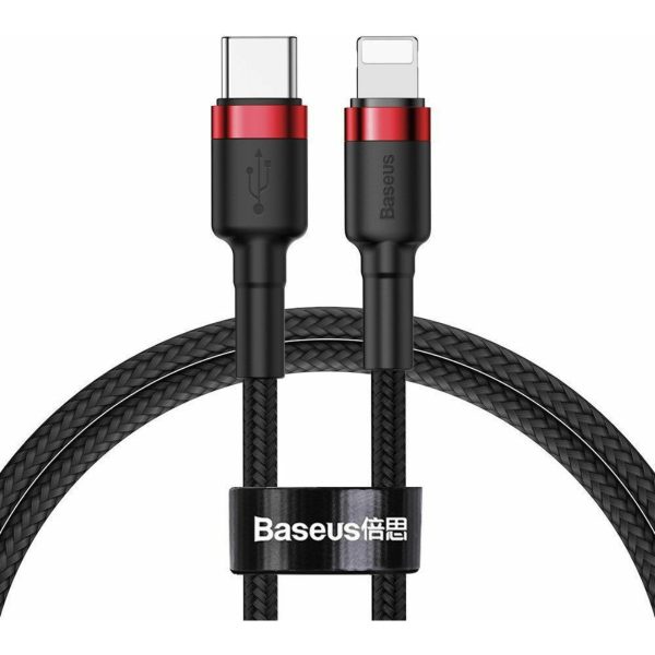 Baseus Cafule Lightning Braided USB-C to Lightning Cable 20W Κόκκινο 1m (CATLKLF-91)