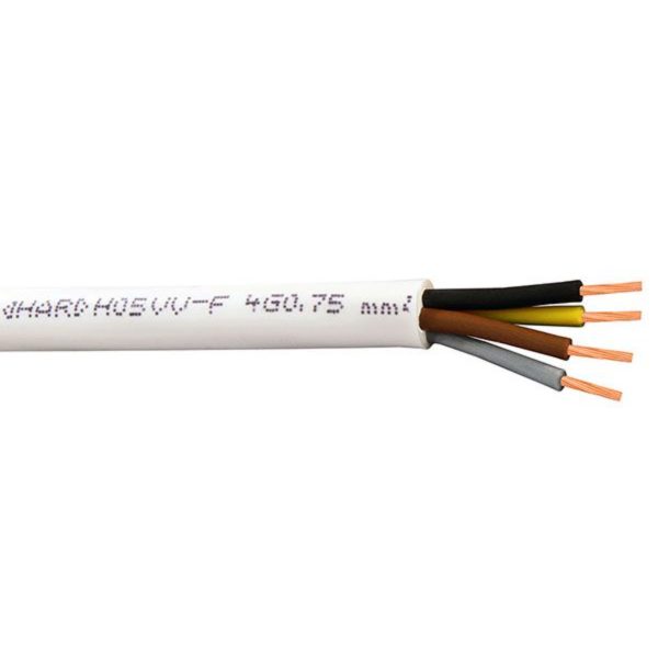 Adeleq Καλώδιο Ρεύματος 4Χ0,75mm² NYLHY (H03Vv-F) Λευκό 1m