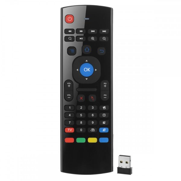 Wireless remote control No brand MX3, Air mouse, USB 2.4GHz, Microphone, IR learning, Black - Image 3