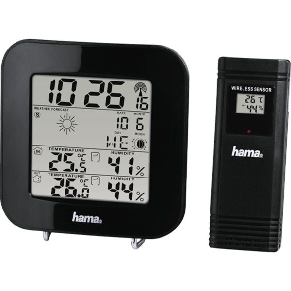 HAMA EWS-200 00186310 Ασύρματος Μετεωρολογικός Σταθμός Ψηφιακός Επιτραπέζιος Μαύρος