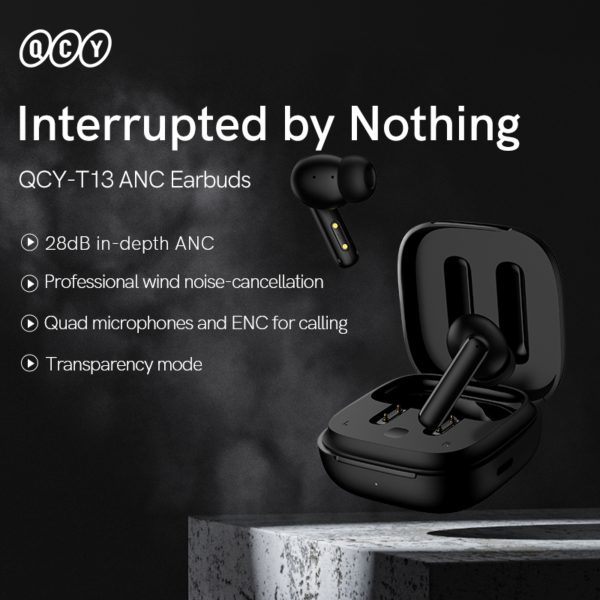 QCY T13 ANC In-ear Bluetooth Handsfree Ακουστικά με Αντοχή στον Ιδρώτα και Θήκη Φόρτισης Λευκά - Image 5