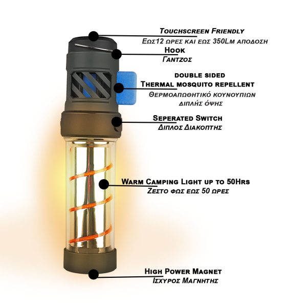 Επαναφορτιζόμενος Φακός Led Alpin 4+1 400 lumens ES10 MiniREPEL Απωθητικό κουνουπιών - Image 2