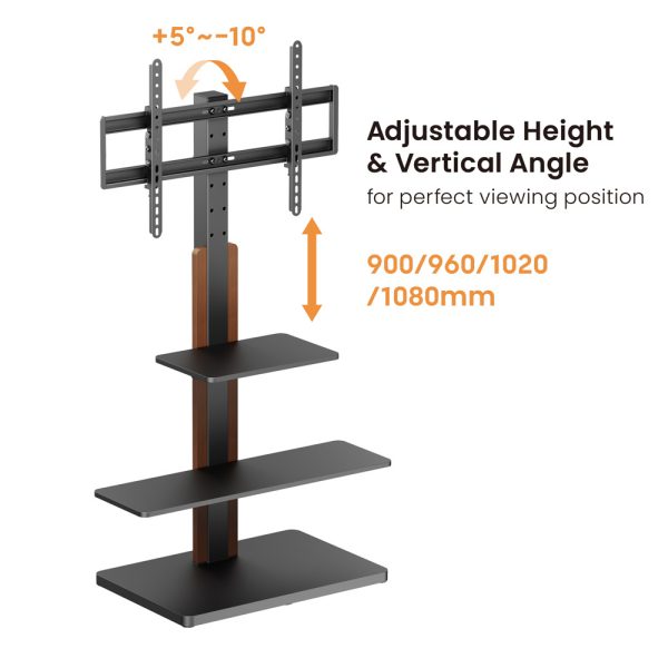 Brateck FS52-46T-02 Βάση Τηλεόρασης Δαπέδου έως 75" και 40kg Μαύρο - Image 2