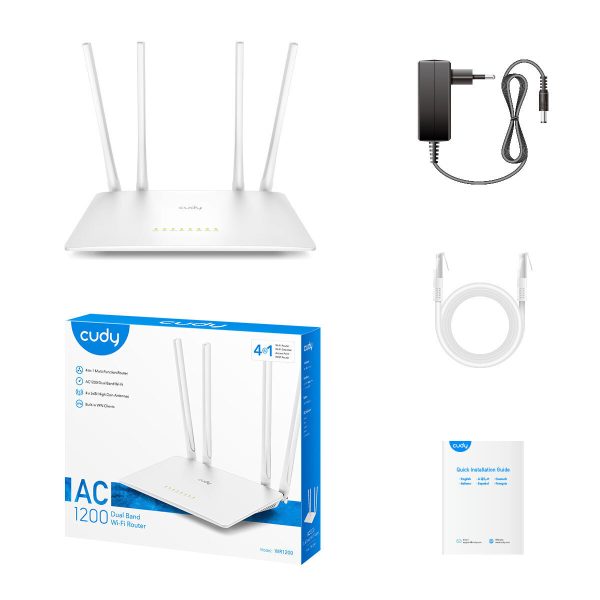 Cudy Wi-Fi Router AC1200 1200Mbps, 5x Ethernet ports, V2.0 - (WR1200) - Image 2