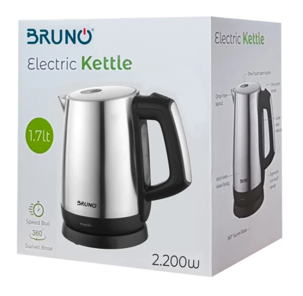 BRUNO Ηλεκτρικός βραστήρας BRN-0030, 2200W, 1.7lt, βάση 360° - Image 2