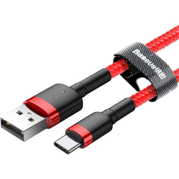 Baseus Cafule Braided Καλώδιο USB-C male - USB-A male Κόκκινο 1m (CATKLF-B09) - Image 2
