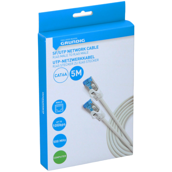 Καλώδιο Δικτύου Grundig Cat6a UTP 1m Λευκό (47235)
