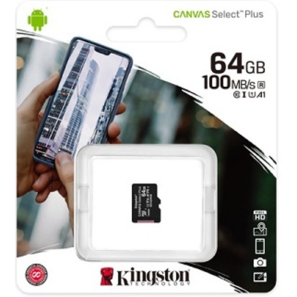 Kingston Canvas Select Plus microSDXC 64GB Class 10 U1 V10 A1 UHS-I (SDCS2/64GBSP) - Image 2