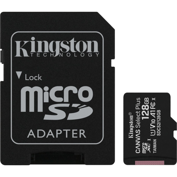 KINGSTON Canvas Select Plus 128GB microSD Class10 UHS-I U1 SDCS2/128GB με αντάπτορα SD