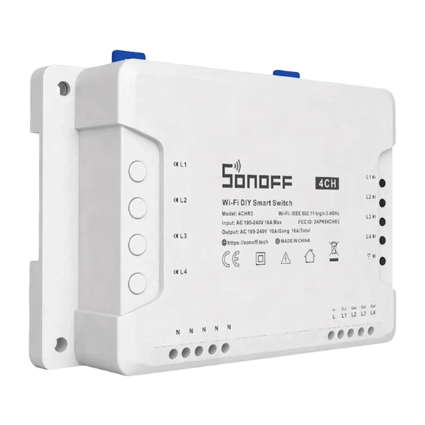 Sonoff 4CH R3 Smart Ενδιάμεσος Διακόπτης Wi-Fi Λευκός - Image 2