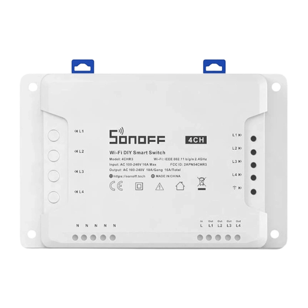 Sonoff 4CH R3 Smart Ενδιάμεσος Διακόπτης Wi-Fi Λευκός